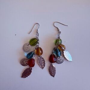 Colorful Dangle Earrings with Silver Accents
